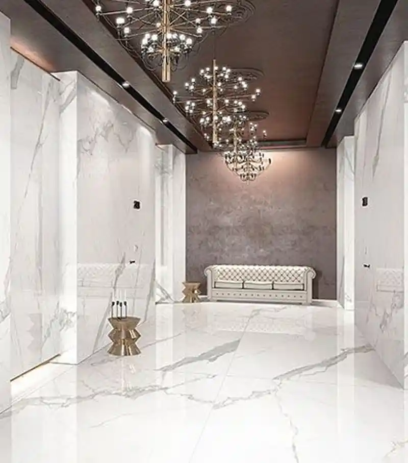 Statuario marble exterior cladding and facade application